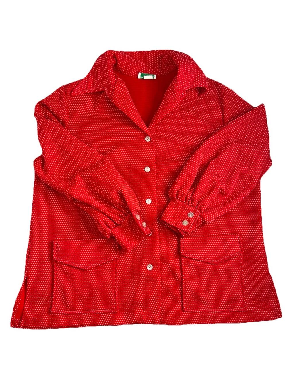Vintage Woman’s Retro Polka Dot Button Down Blouse Top Ample Jacs Size 2XL